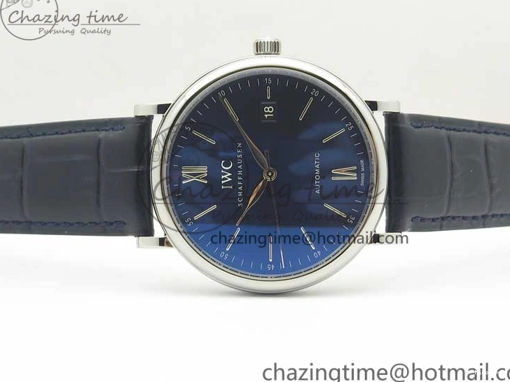 MIROTIME 0402 Refined Portofino Automatic SS MKF 1:1 Best Edition Blue Dial On Blue Leather Strap MIYOTA 9015 V 7201